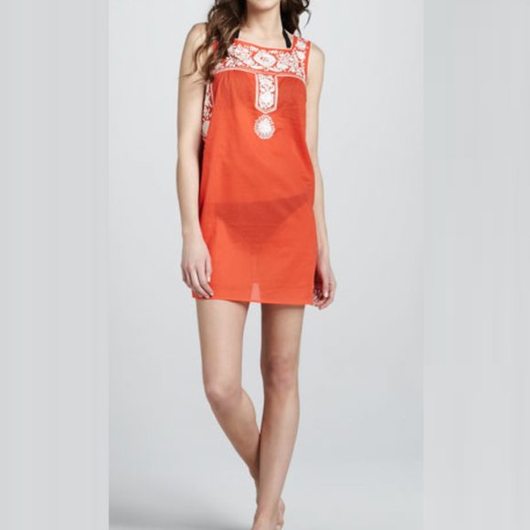 TORY BURCH DRESS AMIRA EMBROIDERED VOILE COVERUP DRESS NWT - Picture 1 of 10